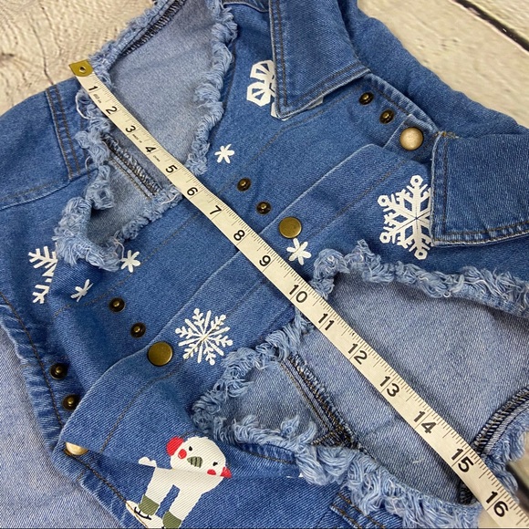 4/$25 Winter denim dog jacket Christmas - Picture 7 of 8